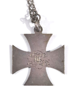 1.Weltkrieg, patriotischer Anhänger in Form eines eisernen Kreuz 1914.  "800" Silber lackiert, 23mm