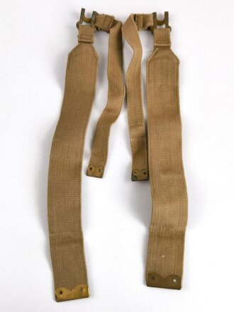 British WWII, Pair of Pattern 1937 Haversack shoulder straps (Left and right  webbing L straps ) used. A set of brass buckles included ( no picture )