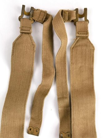 British WWII, Pair of Pattern 1937 Haversack shoulder straps (Left and right  webbing L straps ) used. A set of brass buckles included ( no picture )