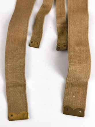 British WWII, Pair of Pattern 1937 Haversack shoulder straps (Left and right  webbing L straps ) used. A set of brass buckles included ( no picture )