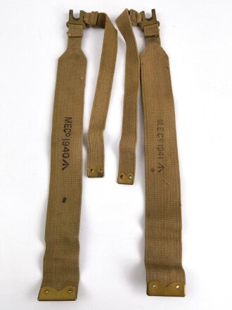 British WWII, Pair of Pattern 1937 Haversack shoulder straps (Left and right  webbing L straps ) used. A set of brass buckles included ( no picture )