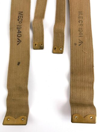 British WWII, Pair of Pattern 1937 Haversack shoulder straps (Left and right  webbing L straps ) used. A set of brass buckles included ( no picture )