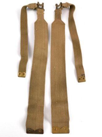 British WWII, Pair of Pattern 1937 Haversack shoulder straps (Left and right  webbing L straps ) used. A set of brass buckles included ( no picture )