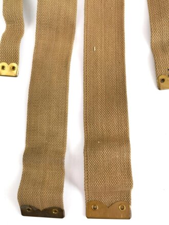 British WWII, Pair of Pattern 1937 Haversack shoulder straps (Left and right  webbing L straps ) used. A set of brass buckles included ( no picture )