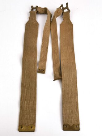 British WWII, Pair of Pattern 1937 Haversack shoulder straps (Left and right  webbing L straps ) used. A set of brass buckles included ( no picture )