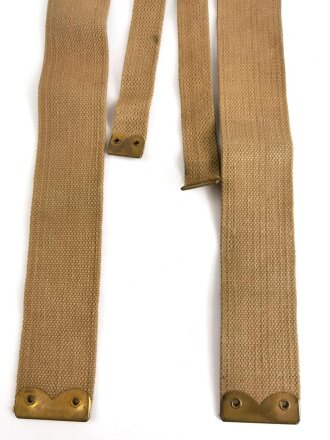 British WWII, Pair of Pattern 1937 Haversack shoulder straps (Left and right  webbing L straps ) used. A set of brass buckles included ( no picture )