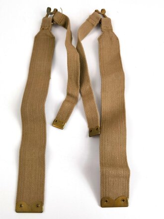 British WWII, Pair of Pattern 1937 Haversack shoulder straps (Left and right  webbing L straps ) used. A set of brass buckles included ( no picture )