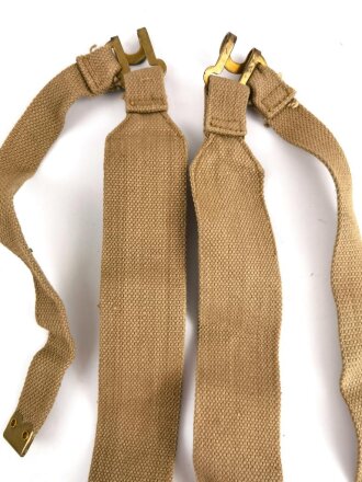 British WWII, Pair of Pattern 1937 Haversack shoulder straps (Left and right  webbing L straps ) used. A set of brass buckles included ( no picture )