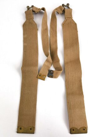 British WWII, Pair of Pattern 1937 Haversack shoulder straps (Left and right  webbing L straps ) used. A set of brass buckles included ( no picture )