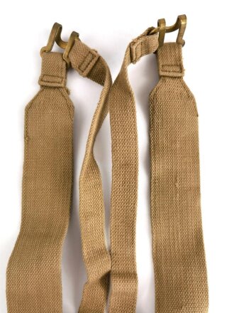 British WWII, Pair of Pattern 1937 Haversack shoulder straps (Left and right  webbing L straps ) used. A set of brass buckles included ( no picture )