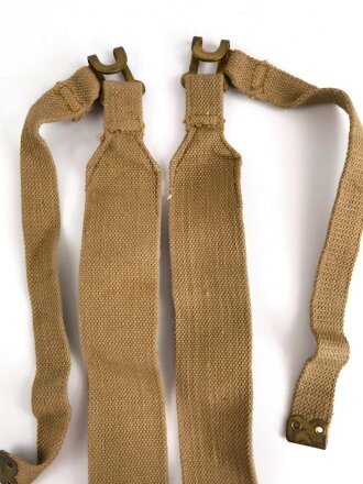 British WWII, Pair of Pattern 1937 Haversack shoulder straps (Left and right  webbing L straps ) used. A set of brass buckles included ( no picture )