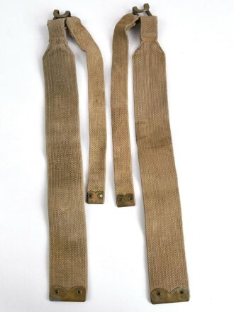 British WWII, Pair of Pattern 1937 Haversack shoulder straps (Left and right  webbing L straps ) used. A set of brass buckles included ( no picture )