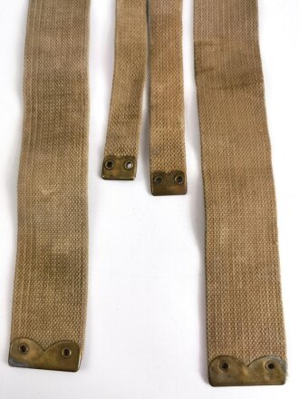 British WWII, Pair of Pattern 1937 Haversack shoulder straps (Left and right  webbing L straps ) used. A set of brass buckles included ( no picture )