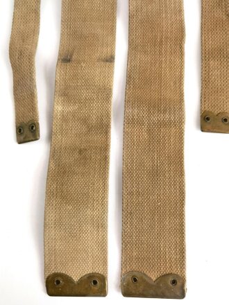 British WWII, Pair of Pattern 1937 Haversack shoulder straps (Left and right  webbing L straps ) used. A set of brass buckles included ( no picture )