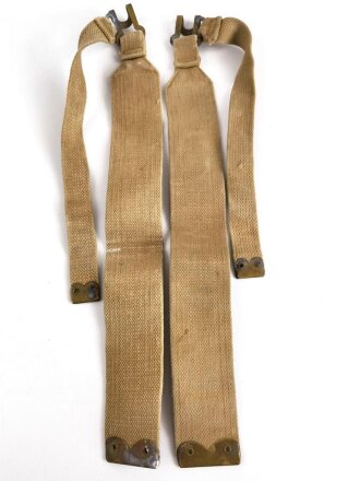 British WWII, Pair of Pattern 1937 Haversack shoulder straps (Left and right  webbing L straps ) used. A set of brass buckles included ( no picture )