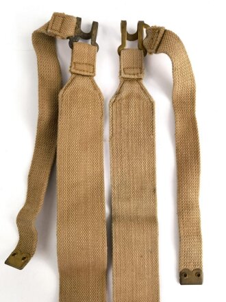 British WWII, Pair of Pattern 1937 Haversack shoulder straps (Left and right  webbing L straps ) used. A set of brass buckles included ( no picture )