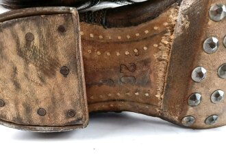 Paar Marschstiefel für Mannschaften der Wehrmacht. Ungeschwärtzes, nicht getragenes Paar. Sohlenlänge 27cm