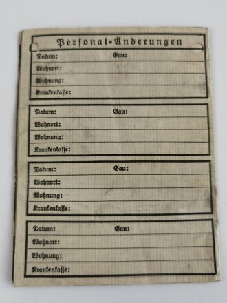 Gesundheitspaß Amt für Volksgesundheit der NSDAP Nürnberg.Aachen, datiert 1940