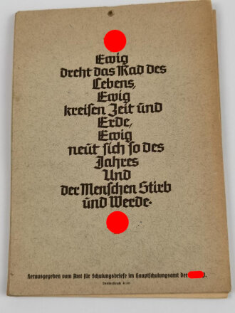 Vorweihnachten, Wandkalendar vom Amt für Schulungsbriefe im Hauptschuhlungsamt der NSDAP, Blätter lose