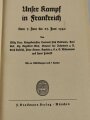 "Unser Kampf in Frankreich", datiert 1941, 220 Seiten, DIN A5