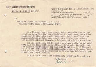 Reichsarbeitsdienst der Männer, Nachlass des Feldmeister Herbert Kolbe