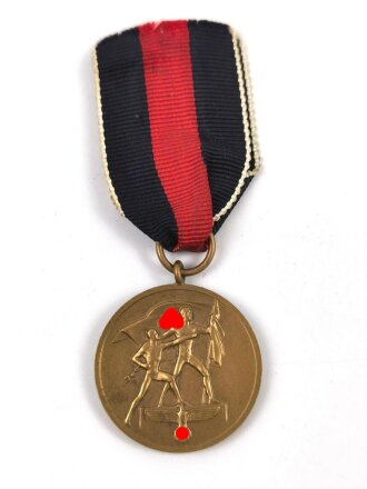 Anschlussmedaille 1. Oktober 1938 ( Sudentenland ) am Band, sehr guter Zustand