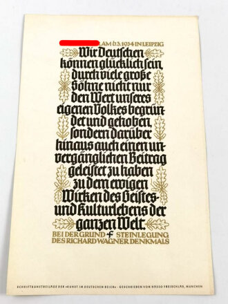 Kunstschriftbeilage der "Kunst im Deutschen Reich" - Adolf Hitler am 6.3.1934 in Leipzig bei der Grund Steinlegung des Richard Wagner Denkmals