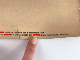 Wochenspruch der NSDAP, 29. Oktober bis 4. November 1939, eingerollt