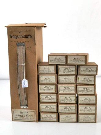 Pappkasten für 300 Schuss Munition 8x 57 ( für K98 ) . 20 Pappschachteln enthalten, alles zusammengehörig. OHNE Inhalt - Complete matching set for 300 K98 rounds, ONLY EMPTY BOXES