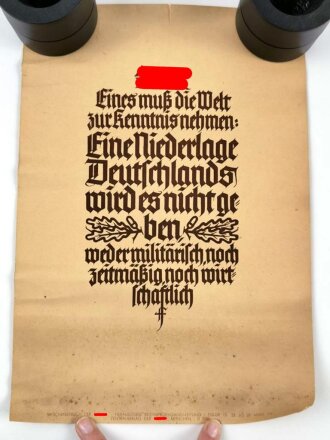 Wochenspruch der NSDAP, 23.3 bis 29.3 1941, eingerollt in...