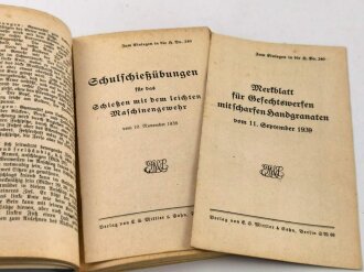 "Schießvorschrift für Gewehr (Karabiner), leichtes Maschinengewehr, Pistole usw.", datiert 1937, DIN A5, 162 Seiten