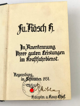 Adolf Hitler "Mein Kampf" blaue Volksausgabe von 1937, mit Widmung eines Hauptmann und Kompanie Chef von 1937.