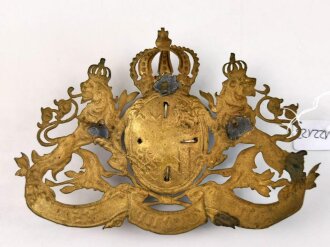 Bayern, Emblem für eine Pickelhaube für einen Reserveoffizier. Wuchtiges Stück, Abstand der Gewindestangen 74mm