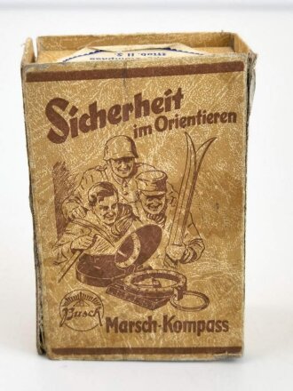 Schachtel für "Busch  Marsch Kompass Modell II F."  Zum Teil geklebt, lässt sich nicht öffnen