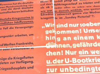 Die Parole der Woche, Wandzeitung "13 Millionen Bruttoregistertonnen" Folge 39 vom 24. September 1941, stark gebraucht und gefaltet, Maße 83x120 cm