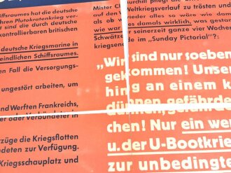 Die Parole der Woche, Wandzeitung "13 Millionen Bruttoregistertonnen" Folge 39 vom 24. September 1941, stark gebraucht und gefaltet, Maße 83x120 cm