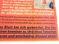 Die Parole der Woche, Wandzeitung "13 Millionen Bruttoregistertonnen" Folge 39 vom 24. September 1941, stark gebraucht und gefaltet, Maße 83x120 cm