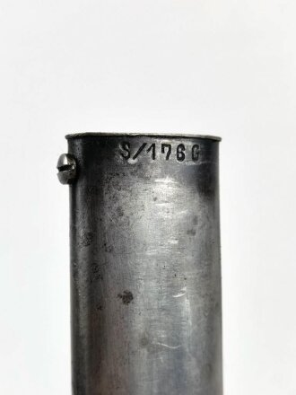 Seitengewehr M84/98 für K98 der Wehrmach, getragenes, nummerngleiches Stück von S/176.G, Messerspitze beschliffen