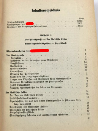 Organisationsbuch der NSDAP, 7.Auflage 1943. Einband defekt, sonst gut