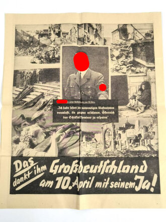 Völkischer Beobachter, kostenlose Sonderausgabe, "Die Parole am 10. April:" 1938