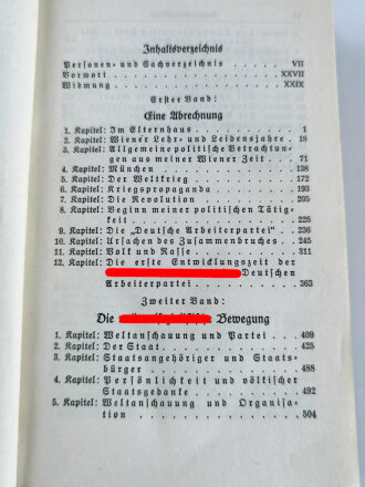 Adolf Hitler "Mein Kampf" Blaue Ganzleinenausgabe. Komplett, zum 25 jährigen Dienstjubiläum 1941 überreicht durch die Rheinisch-Westfälische Strassen- und Kleinbahn GmbH