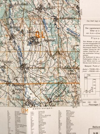 Deutsche Heereskarte 1943 "Vukanja" Serbien
