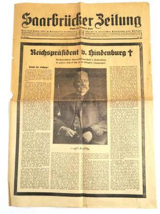 "Saarbrücker Zeitung" Organ der Deutschen Front, 3. August 1934