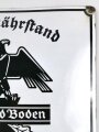 Emailschild Reichsnährstand "Ortsbauernführer " Maße 35 x 39cm. An den Ecken leicht beschädigt, sonst guter Zustand.Originales Schild , direkt aus Privathaushalt