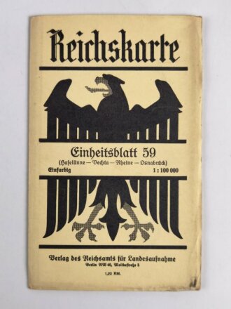 Reichskarte, Einheitsblatt 59, Haselünne - Vechta - Rheine - Osnabrück, datiert 1933