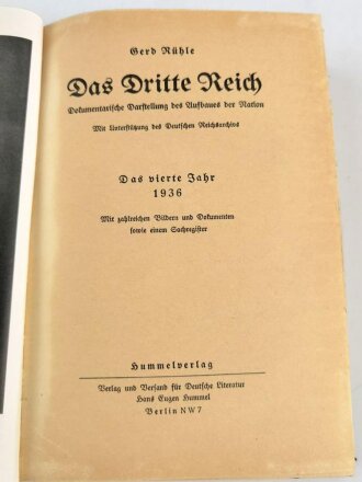 "Das Dritte Reich" Gerd Rühle, Dokumentarische Darstellung des Aufbaues der Nation, das vierte Jahr 1936.Gebraucht