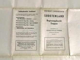 Heimat-Landkarte, Sudetenland, Regierungsbezirk Troppau, 1937, Maße: 55 x 84 cm