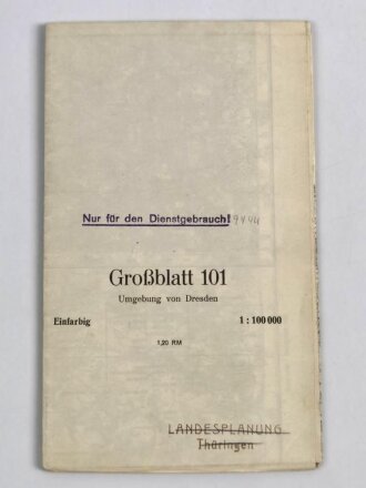 Karte des Deutschen Reiches, Großblatt 101, Umgebung von Dresden, Maße: 72 x 83 cm