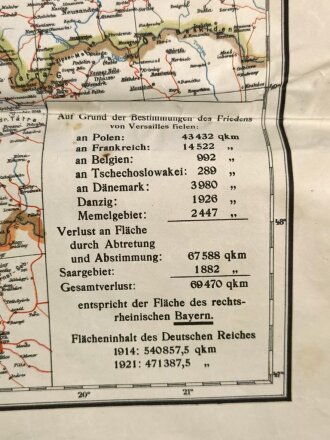 Pfälzische Rundschau "Deutschland 1921" Rückseite geklebt, Maße: 79 x 99 cm