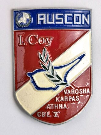 UNO Österreich, Metallabzeichen " AUSCON I.Coy"  " Zypern- Einsatz 1. Kompanie " Gesamthöhe 60 mm